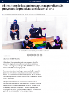 El Instituto de las Mujeres apuesta por dieciséis proyectos de prácticas sociales en el arte. La Vanguardia 13/02/2024